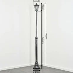 Luminaires Rustiques-hofstein Loria Réverbère, Eclairage de chemin Noir, Argenté, 1 lumière