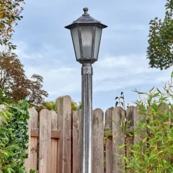 Luminaires Rustiques-hofstein Loria Réverbère, Eclairage de chemin Noir, Argenté, 1 lumière