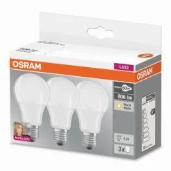 Luminaires Osram Lot de 3 E27 8,5 Watt 2700 Kelvin 806 Lumen