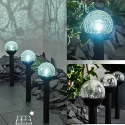 hofstein Lot de 3 lampes solaires Colognole LED Noir, 1 lumière