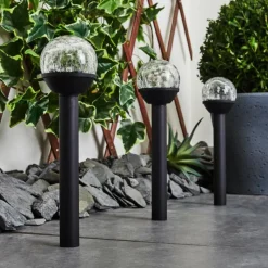 hofstein Lot de 3 lampes solaires Colognole LED Noir, 1 lumière