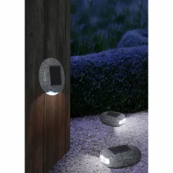 Luminaires Rustiques-Luminaires Globo Lighting Lot de 3 lampes solaires Globo LED Gris, 1 lumière