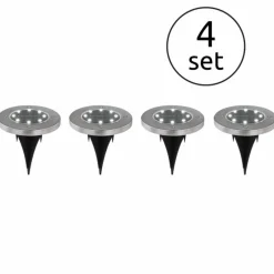 Luminaires Globo Lighting Lot de 4 lampes solaires Globo LED Acier inoxydable, 8 lumières