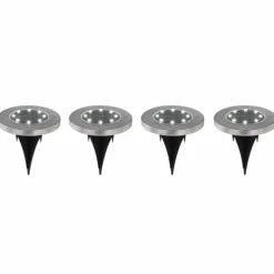 Luminaires Globo Lighting Lot de 4 lampes solaires Globo LED Acier inoxydable, 8 lumières