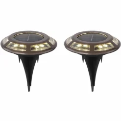 Luminaires Globo Lighting Lot de 2 lampes solaires Globo LED Cuivre, Noir, 12 lumières