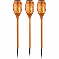 Luminaires Rustiques-Luminaires Globo Lighting Lot de 3 lampes solaires Globo LED Cuivre, 12 lumières