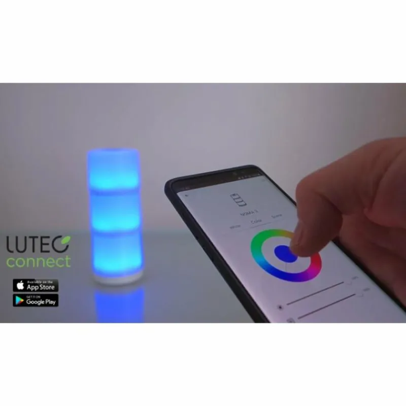 Luminaires Lutec Lot de 2 lampes solaires Lutec NOMA LED Blanc, 2 lumières, Changeur de couleurs