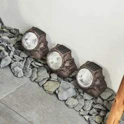 hofstein Lot de 3 lampes solaires Sameo LED Brun, 4 lumières