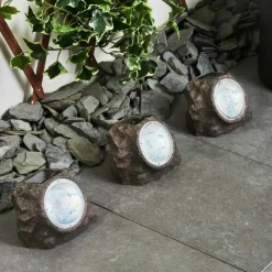 hofstein Lot de 3 lampes solaires Sameo LED Brun, 4 lumières