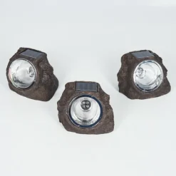 hofstein Lot de 3 lampes solaires Sameo LED Brun, 4 lumières