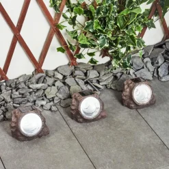 hofstein Lot de 3 lampes solaires Sameo LED Brun, 4 lumières