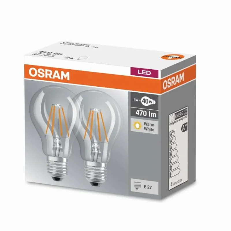 Luminaires Osram Lot de 2 Osram LED E27 4 Watt 2700 Kelvin 470 Lumen