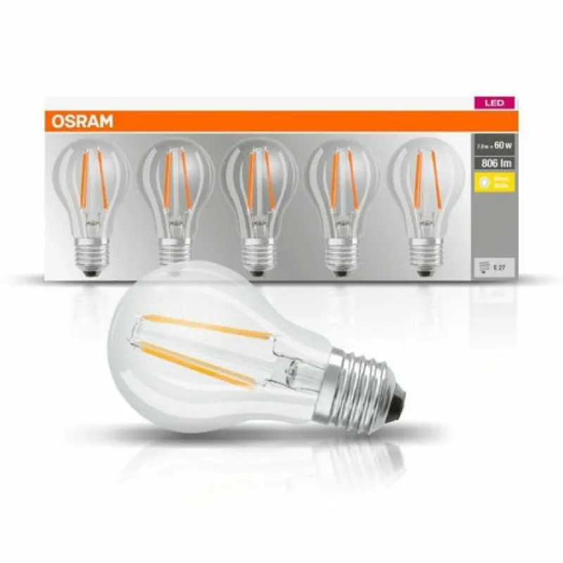 Luminaires Osram Lot de 5 Osram LED E27 7 Watt 2700 Kelvin 806 Lumen