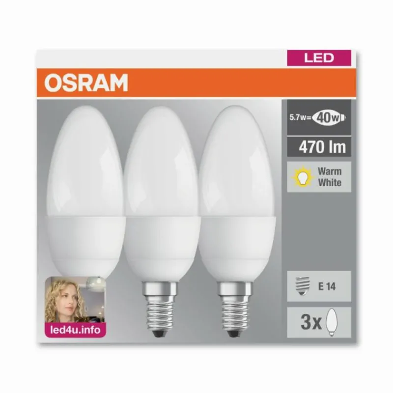 Luminaires Osram Lot de 3 Osram LED E14 5,7 Watt 2700 Kelvin 470 Lumen