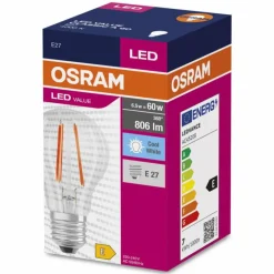 Luminaires Osram E27 LED 6.5 Watt blanc neutre 806 Lumen