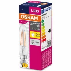Luminaires Osram E14 LED 4 Watt blanc chaud 470 Lumen