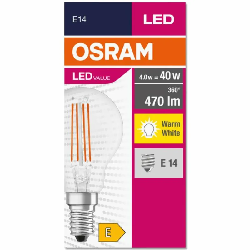 Luminaires Osram E14 LED 4 Watt blanc chaud 470 Lumen