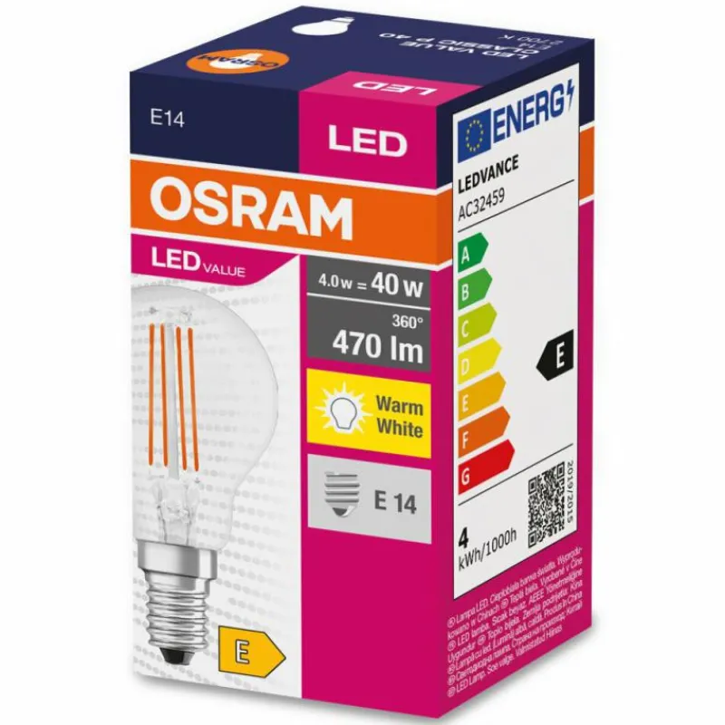 Luminaires Osram E14 LED 4 Watt blanc chaud 470 Lumen