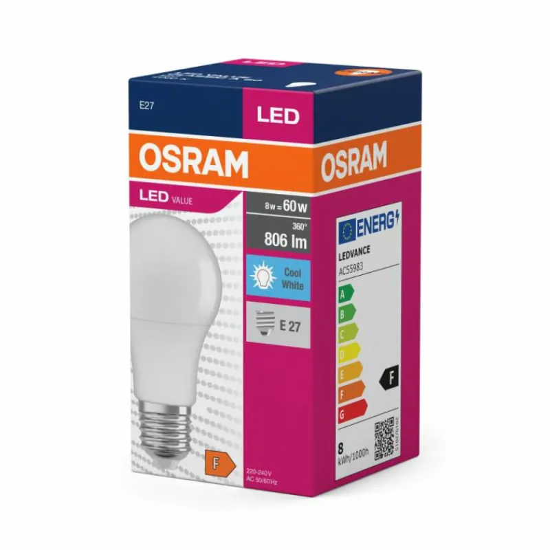 Luminaires Osram E27 LED 8.5 Watt blanc neutre 806 Lumen