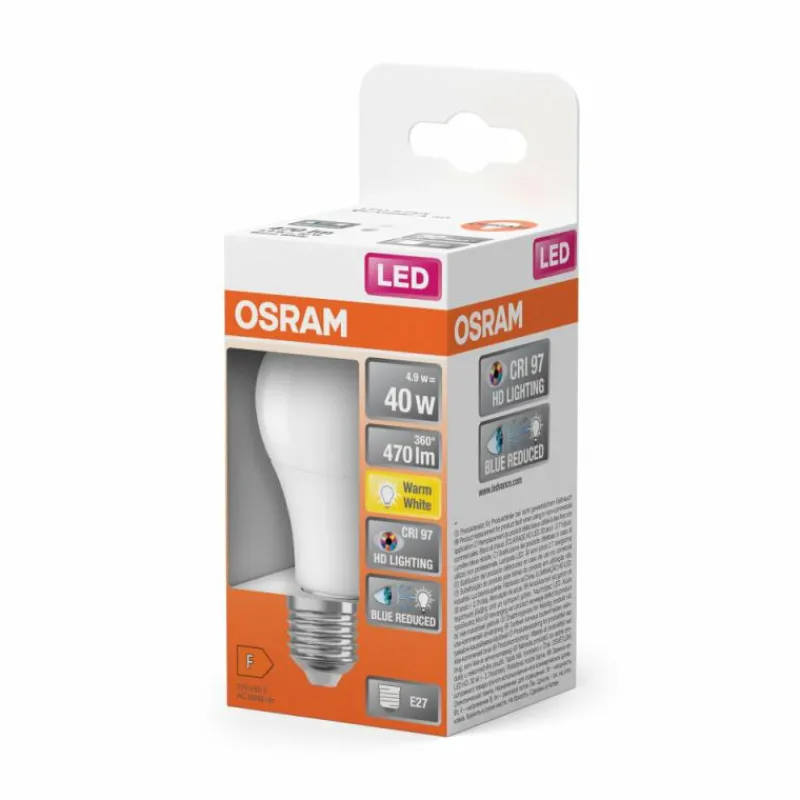 Luminaires Osram E27 LED 4.9 Watt blanc chaud 470 Lumen