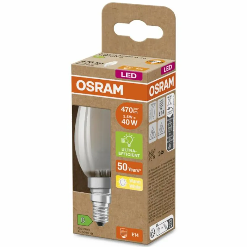 Luminaires Osram E14 LED 2.5 Watt blanc chaud 470 Lumen