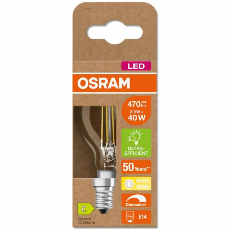 Luminaires Osram E14 LED 2.9 Watt blanc chaud dimmable 470 Lumen