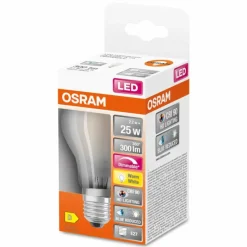 Luminaires Osram E27 LED 2.2 Watt blanc chaud dimmable 300 Lumen