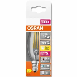 Luminaires Osram E14 LED 2.2 Watt blanc chaud dimmable 300 Lumen