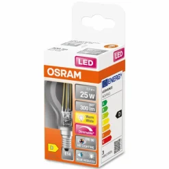 Luminaires Osram E14 LED 2.2 Watt blanc chaud dimmable 300 Lumen