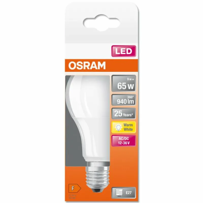 Luminaires Osram E27 LED 9 Watt blanc chaud 940 Lumen