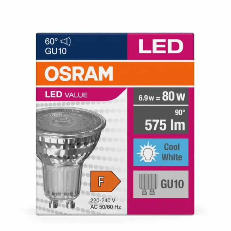 Luminaires Osram GU10 LED 6.9 Watt blanc neutre 575 Lumen