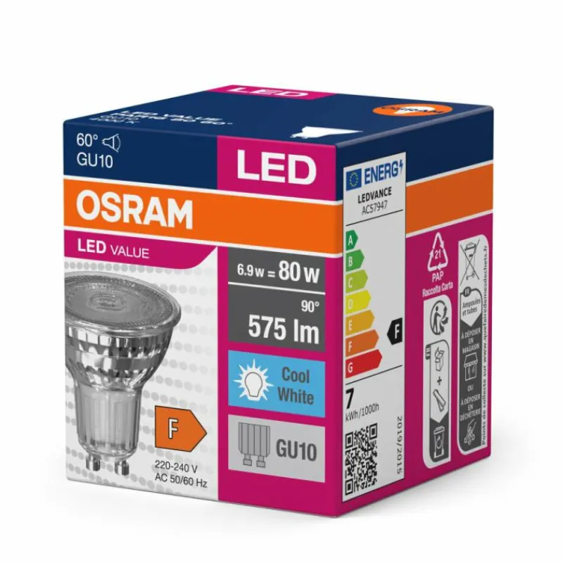 Luminaires Osram GU10 LED 6.9 Watt blanc neutre 575 Lumen
