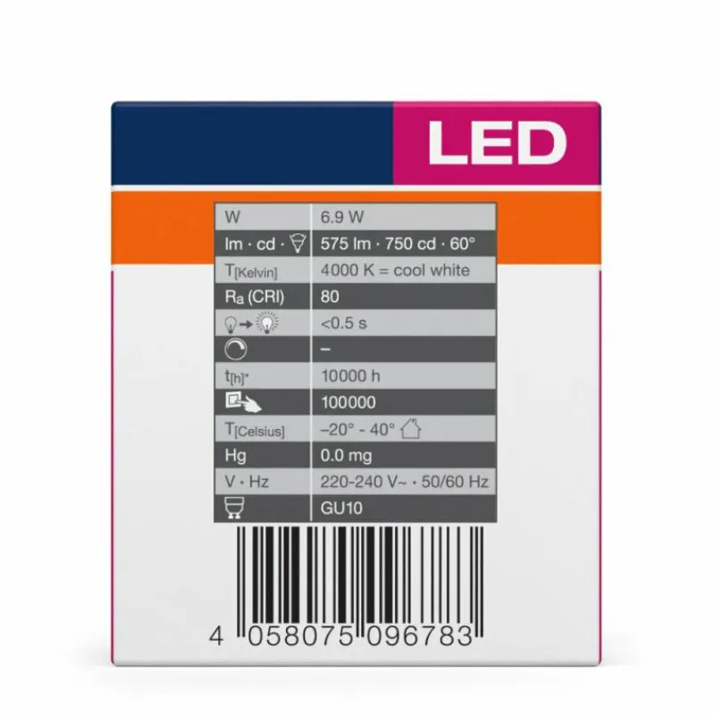 Luminaires Osram GU10 LED 6.9 Watt blanc neutre 575 Lumen