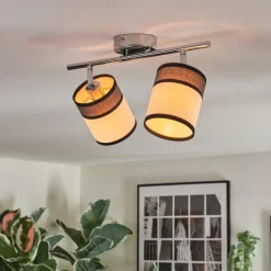 Lampes En Tissu-hofstein Lundegaard Plafonnier, Spot de plafond Chrome, 2 lumières