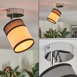 Lampes En Tissu-hofstein Lundegaard Plafonnier, Spot de plafond Chrome, 1 lumière