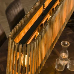 Lampes En Bois-hofstein lustre Kierbon Écru, 5 lumières