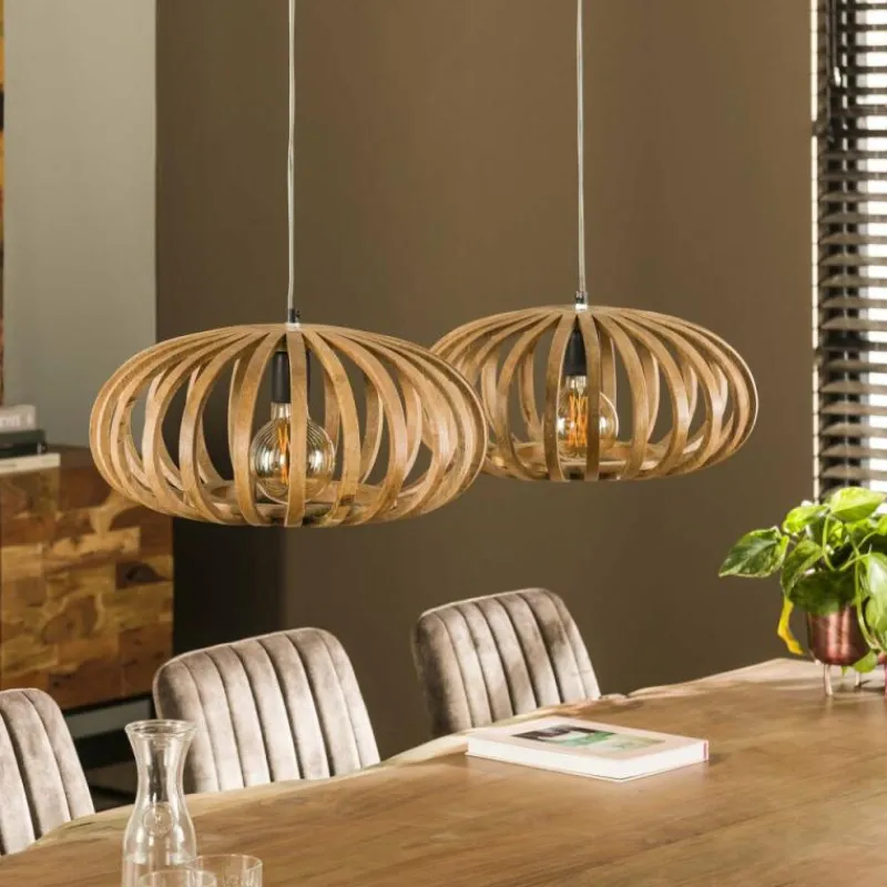 Lampes En Bois-hofstein lustre Pirmil Écru, 2 lumières