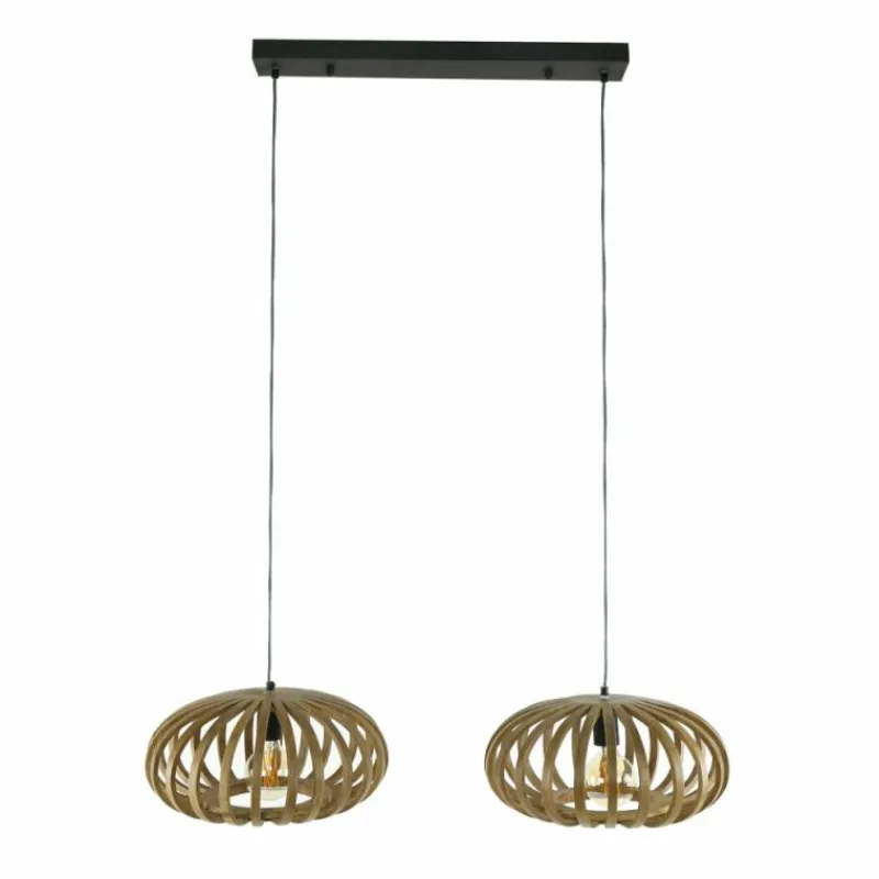 Lampes En Bois-hofstein lustre Pirmil Écru, 2 lumières