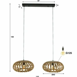 Lampes En Bois-hofstein lustre Pirmil Écru, 2 lumières
