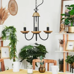 Luminaires Rustiques-hofstein Lustre Cassague Noir, 3 lumières