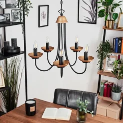 Luminaires Rustiques-hofstein Lustre Cassague Noir, 5 lumières