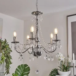 Luminaires Rustiques-hofstein Lustre Cheop Chrome, Transparent, 5 lumières