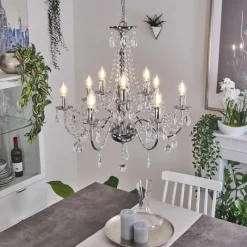 Luminaires Rustiques-hofstein Lustre Cheop Chrome, Transparent, 9 lumières