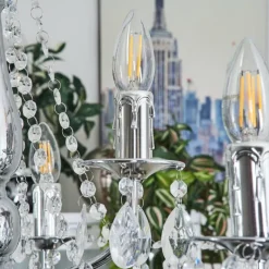 Luminaires Rustiques-hofstein Lustre Cheop Chrome, Transparent, 9 lumières