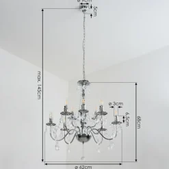 Luminaires Rustiques-hofstein Lustre Cheop Chrome, Transparent, 9 lumières