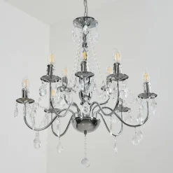 Luminaires Rustiques-hofstein Lustre Cheop Chrome, Transparent, 9 lumières