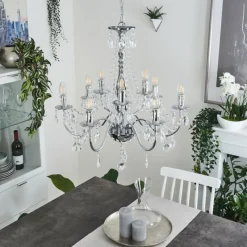 Luminaires Rustiques-hofstein Lustre Cheop Chrome, Transparent, 9 lumières