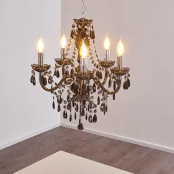 hofstein Lustre Delhi Noir, Transparent, 5 lumières