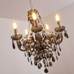 hofstein Lustre Delhi Noir, Transparent, 5 lumières