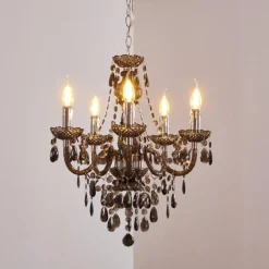 hofstein Lustre Delhi Noir, Transparent, 5 lumières